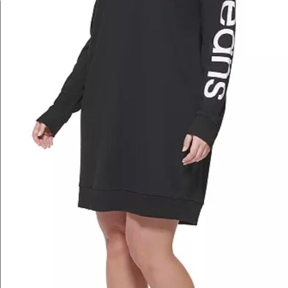 Trendy Small Size Calvin Klein Logo Hoodie Dress   - Picture 2 of 5